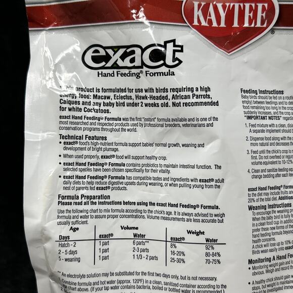 NEW Kaytee Bird Food Hand Feeding Formula Omega 3 Probiotics Macaw Cockatoo 2026 - Picture 13 of 14